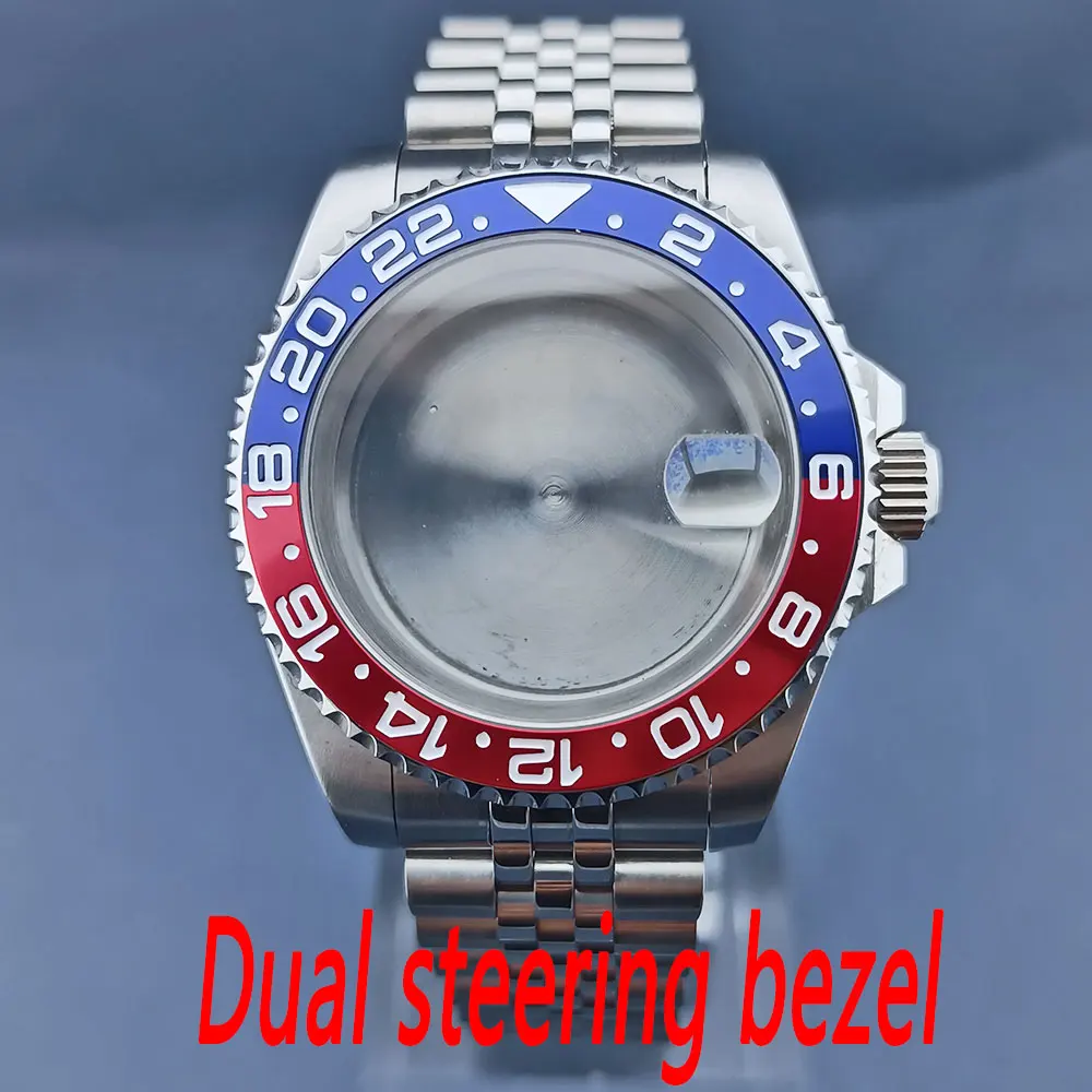 Double steering bezel jubilee watch band sapphire glass 316L stainless steel back cover case suitable for NH35 NH36 movements