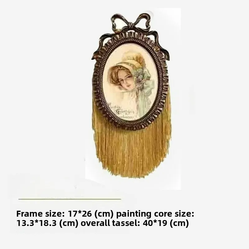 French Retro Photo Frame Ornament Dining Room Living Room Light Luxury Carved Bow Oval Wall Decorative Picture Frame Marco Fotos