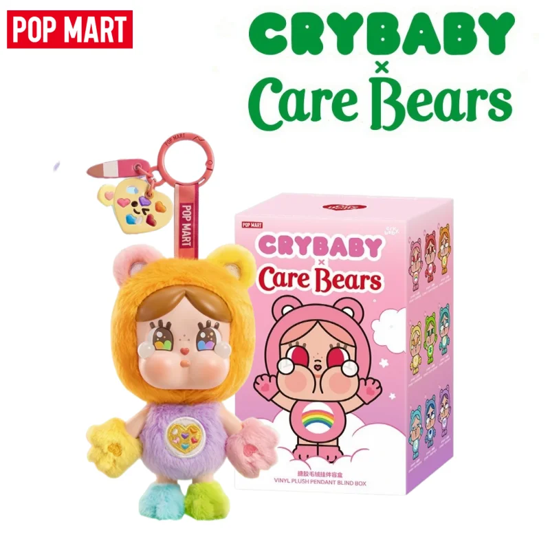 POP MART Crybaby X Care Bears Plush Pendant Series Blind Box Vinyl Doll Bag Keychain Hanging Decor Surprise Box Birthday Gift