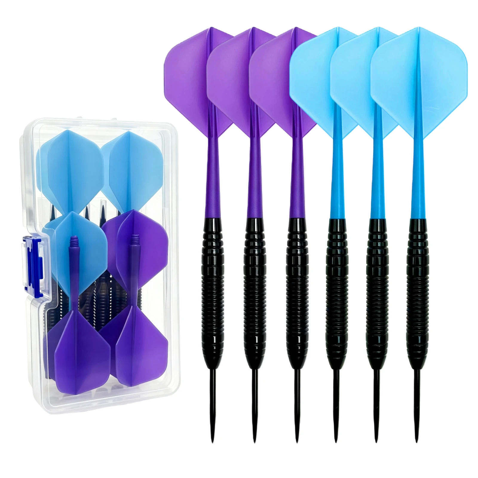 22g Professional Hard Style 6-Piece Dart Set, Iron Darts Paired with High-Quality PVC Integrated Darts, Including Storage Box