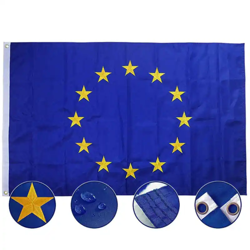 

European Union Flag EU Banner 90x150cm Oxford Nylon Embroidered Stars Brass Grommet Indoor Outdoor Flags Banners Decoration