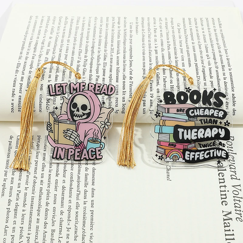 Funny Hallowmas Tassels Book Marks Personality Reading Markers Acrylic Bookmarks Teachers Kids Stationery School Supplies