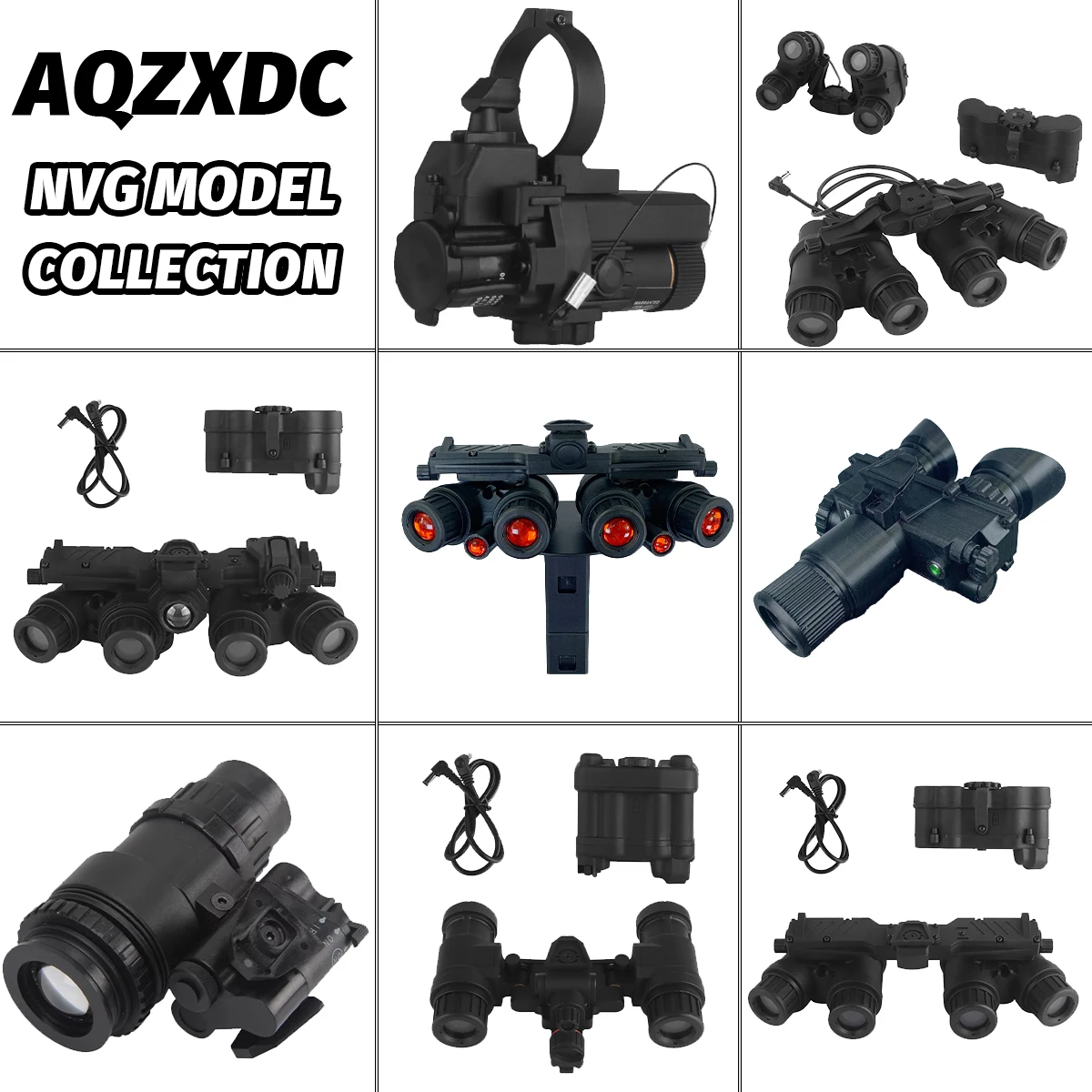 Tactical Night Vision Device Model Collection Includes PVS18/AN/PVS31/GPNVG-18/T7/NVG Thermal Fusion Model for Cosplay Props