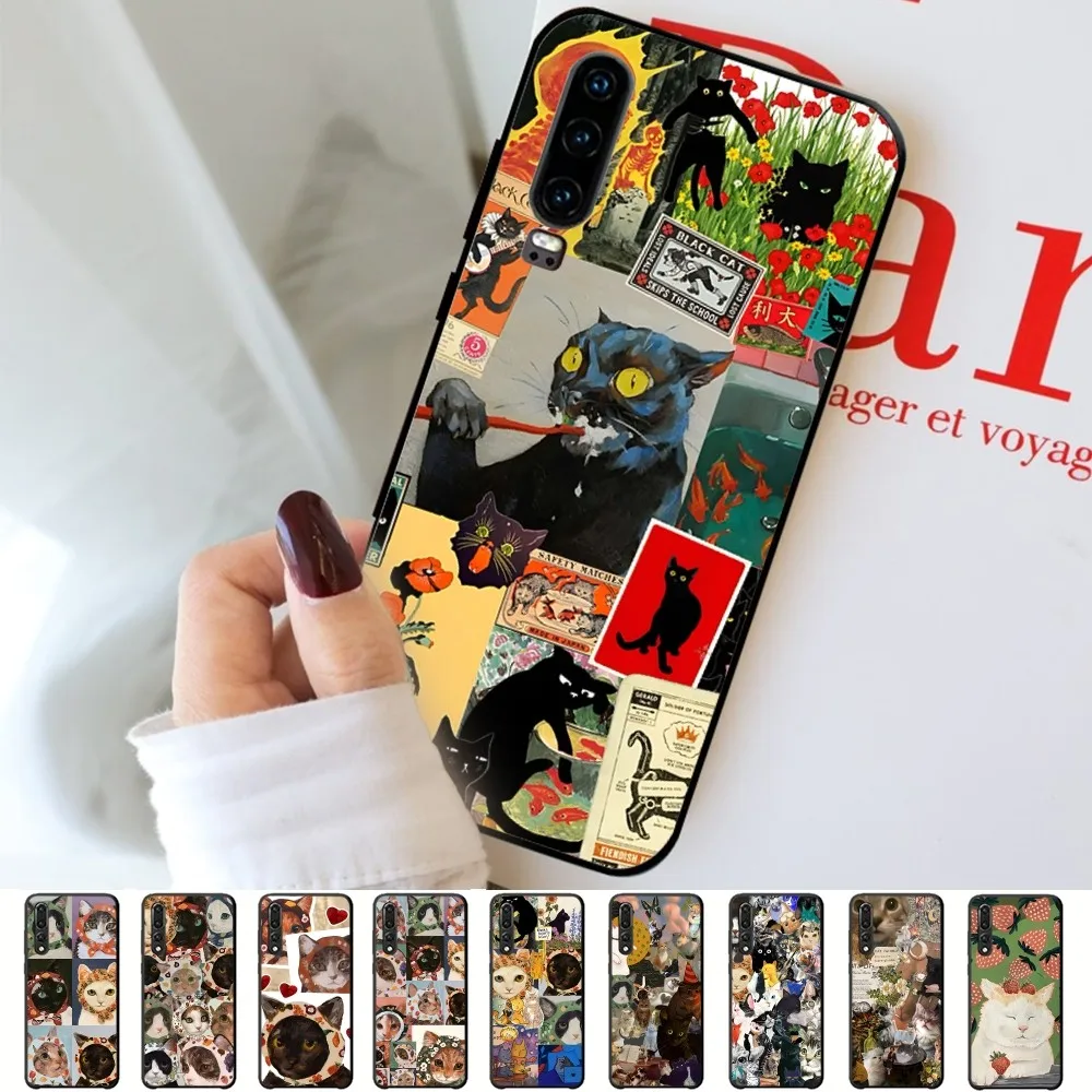 Cute Cat phone case For Huawei P 8 9 10 20 30 40 50 Pro Lite Psmart Honor 10 lite 70 Mate 20lite