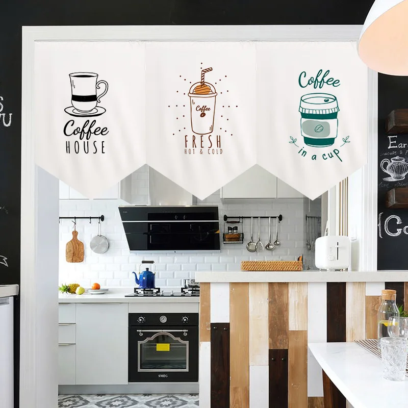 

Cafe Triangle Flag Short Curtain Milk Tea Dessert Shop Hanging Curtain Kitchen Bar Door Head Decoration Curtain