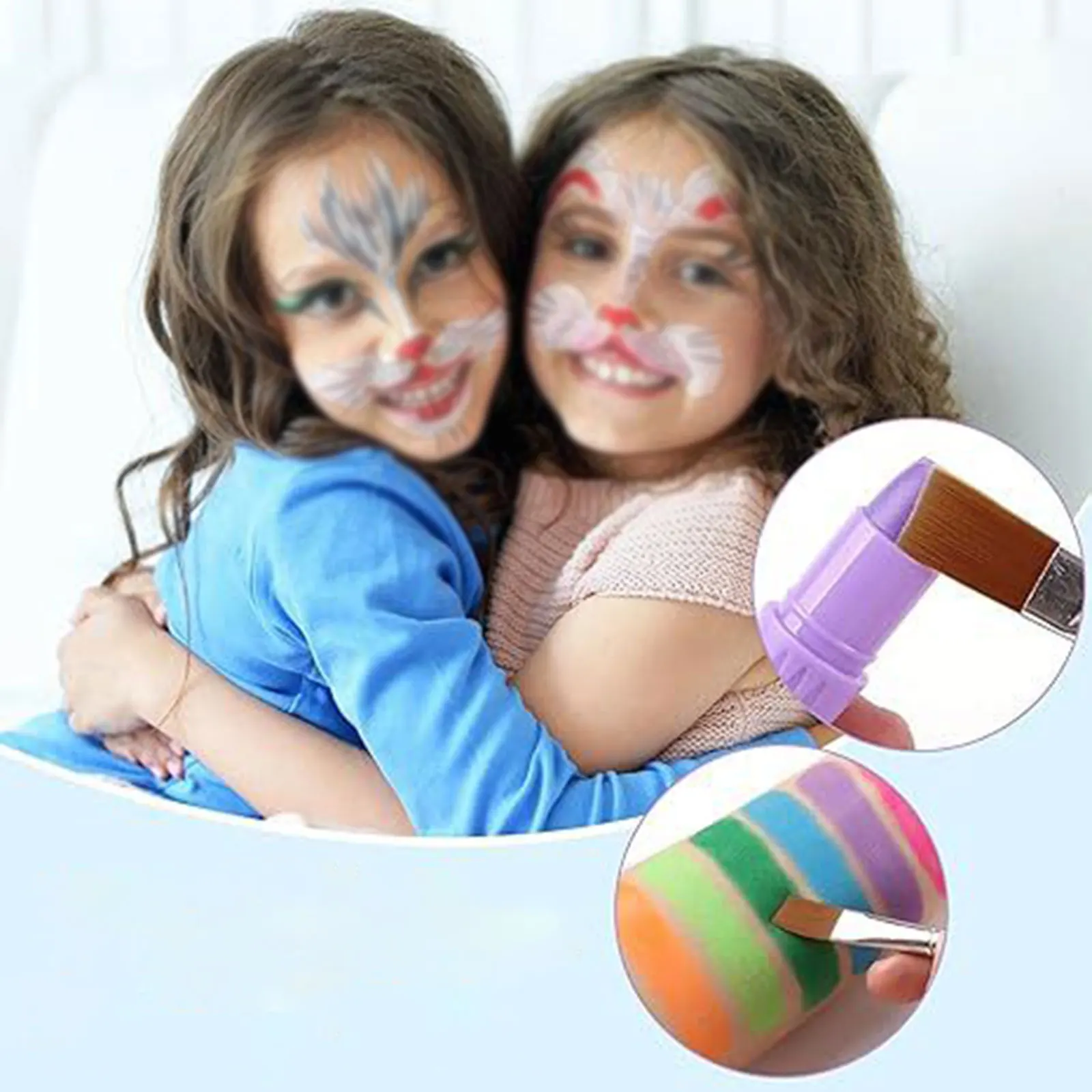 12 Colors Crayons Washable Non-Toxic Baby Cosplay Face Makeup No Dirty Hand Professional Drawing for Kids Carnival Party Easter