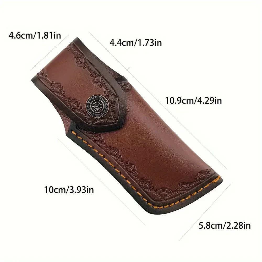 Lotus Horse Holster Folding Pocket Knife Holster with Brass Buckle Outdoor Camping Pocket Knife Carry A Knife Box Every Day