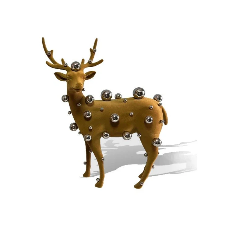 Modern light luxury art ball sika deer ornament model room living room entrance hall hotel creative soft decoration