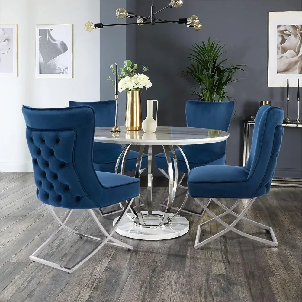 Elegance Velvet Dining Chairs Set of 4, Luxurious Upholstered Tufted Dining Room Chairs, Glam Royal Velvet Accent Chairs with
