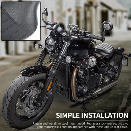 Imagen 2 del producto Para Triumph Bonnevill Bobber 2017-2024, accesorios para motocicleta, funda de asiento individual para conductor delantero Vintage, cojines de capó 2022 2021