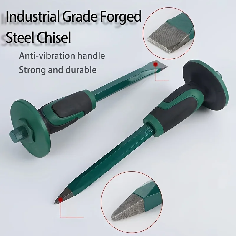 Set di scalpelli per pietra in acciaio al tungsteno da 1 pezzo - Scalpelli piatti/apti per muratura per intaglio di roccia, strumenti per dividere la pietra ultra resistenti