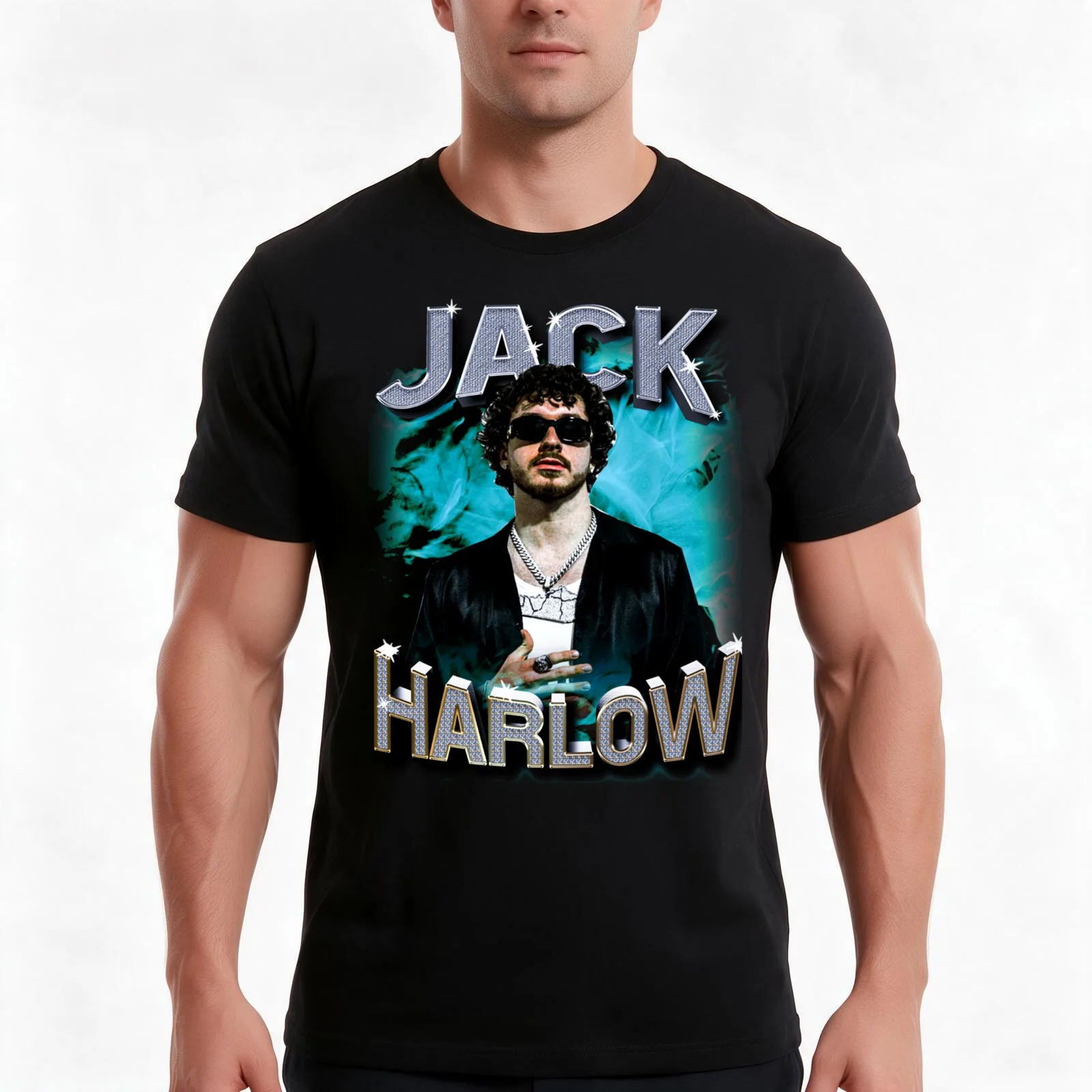 Jack Harlow Active T-Shirt, Summer Casual Cotton Tee, Oversized Streetwear Tops, Vintage Graphic Print, Loose Fit Short Sleeve