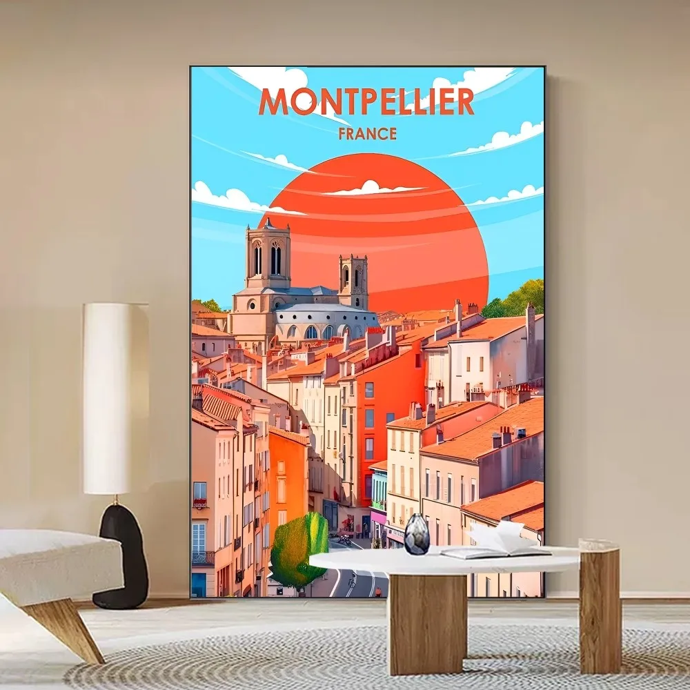 France Holiday Travel City Picture 80s Classic Vintage Posters Whitepaper Prints Posters Artwork Kawaii Room Decor