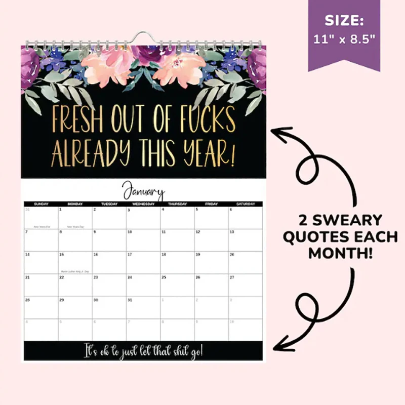 2024 Calendar For Tired-Ass Women, 2024 Calendar Planner For Tired Ass Women Mom, Handmade Home Office Hanging Calendar