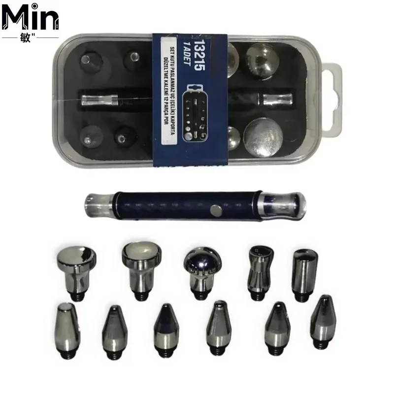 12 Pieces/Set Metric 8 Stainless Steel Tip Correction Pen Set Fluid Correction Pen with Storage Box for Office School Writing
