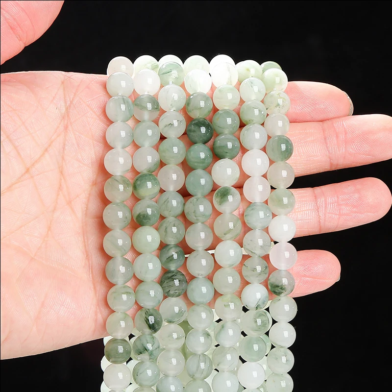 Natural Tianshan Cui Stone Beads 10mm Round Loose Beads for DIY Jewelry Making Bracelet Necklace Craft Supplies
