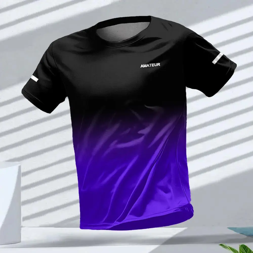 Men's T-shirt Outdoor Sports Running T-shirts Gradient Pattern Printed T-shirt Comfortable Quick Drying Short Sleeve Unisex Tops image 6