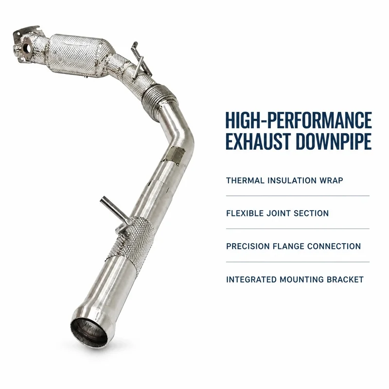 Insulated Exhaust Downpipe Jeep Wrangler JL 2.0T 2018-2023 Heat Shield Straight Flow Racing Tuning Power Upgrade Parts Kit Top