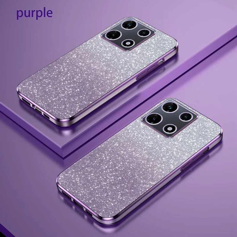 For Infinix Note 30 Pro Case Infinix Note 30 Pro Phone Case X678B Luxury Gradient Glitter Plating Case Silicone Back Cover Funda