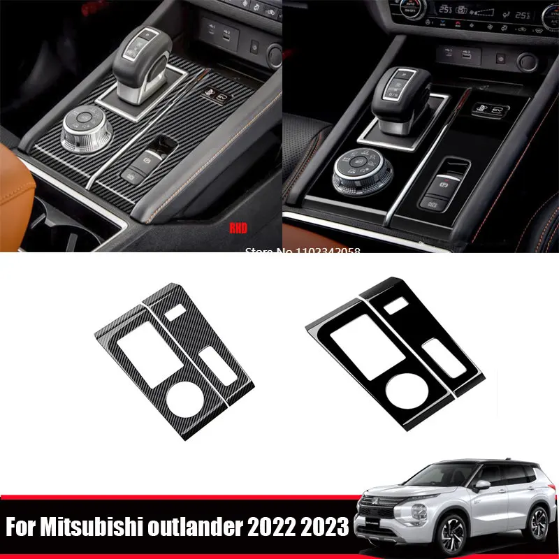 

RHD For Mitsubishi Outlander 2022 2023 ABS Carbon Fiber Interior Gear Shift Cup Holder Panel Decoration Cover Trim Accessories