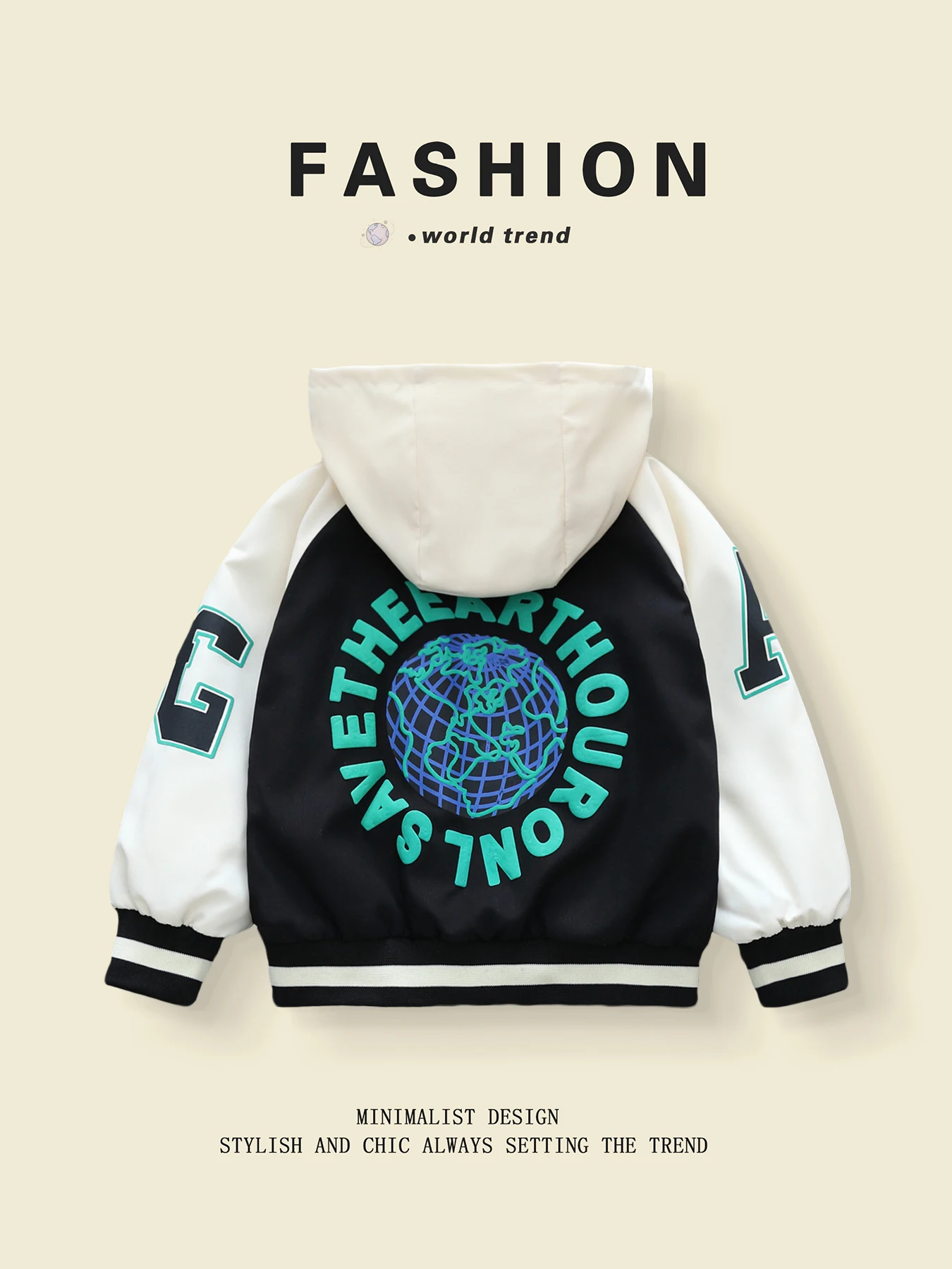 Color - Abrigos de béisbol con capucha bloqueados para niños (3 - 10 años) en moda primavera - estilo otoño