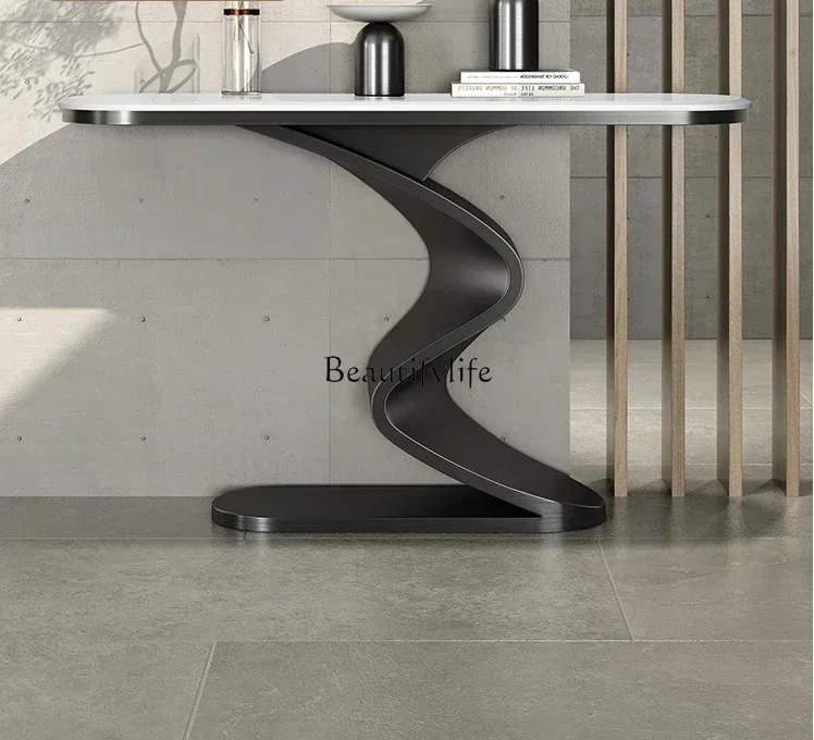 Italian Simple Luxury Jade Stone Console Tables Modern Minimalist Console Minimalist against the Wall