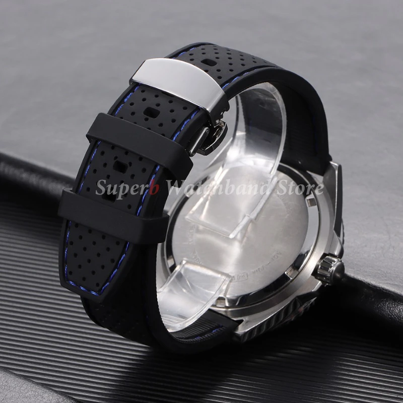 Pulseira de relógio de silicone macio para omega 20mm 22mm masculino feminino esporte pulseira de borracha à prova dwaterproof água fivela borboleta substituição respirável