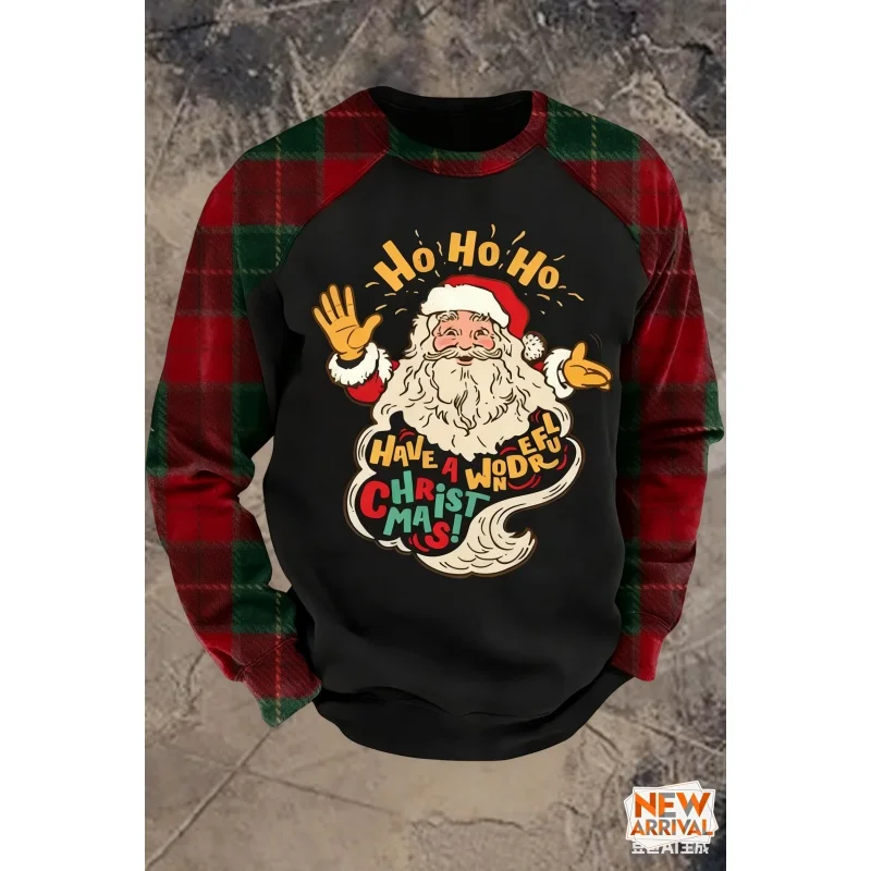 ثلاثية الأبعاد مطبوعة عيد الميلاد منقوشة البلوز للرجال النساء سانتا كلوز نمط هوديي عادية كم طويل البلوفرات الجولة الرقبة هوديس