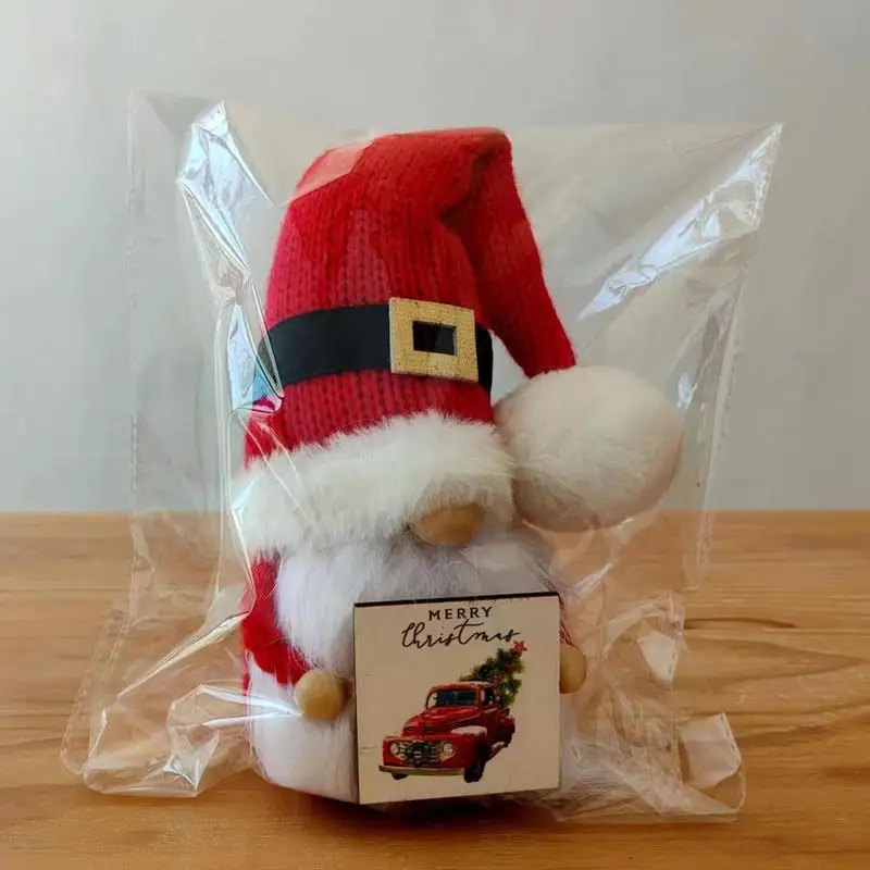 Decoração do Gnome do Natal com chapéu feito malha, ornamento Faceless da boneca, tomte sueco com placa do Xmas, material do partido, casa, decoração interior do carro