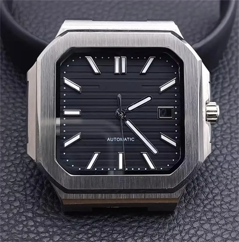 

29.5mm Watch Dial Accessories Suitable For NH35 Movement Square Silver Luminous Literal Watch Dial Watch Accessories