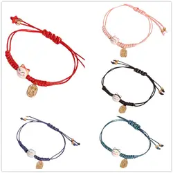 Handmade Colorful Rope Lucky Cat Bracelet For Women Girls Birthday Gifts Charm Tassel Fashion Maneki Neko Couple Bangles