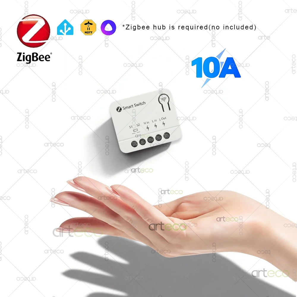 

Модуль мини-умного выключателя Zigbee 10А для домашней автоматизации, реле-размыкатель DIY, поддержка Home Assistant Z2M/Яндекс. Требуется шлюз Zigbee.