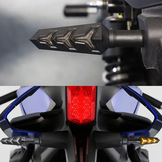Motorcycle Led Turn Signal Lights Bendable Flowing Water Motorbike Indicator Blinker Moto Tail Lights Flashing Signal Lamp