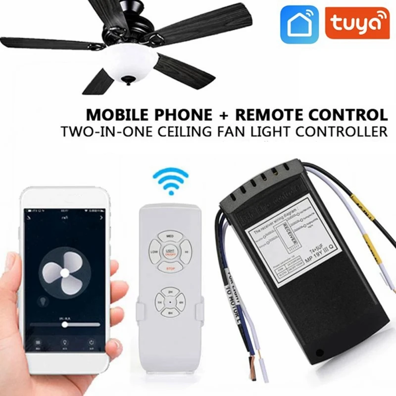 2025 New Tuya Wifi Smart Ceiling Fan Remote Control Kit APP Control Smart Home Adjusted Wind Speed For Alexa Google Home