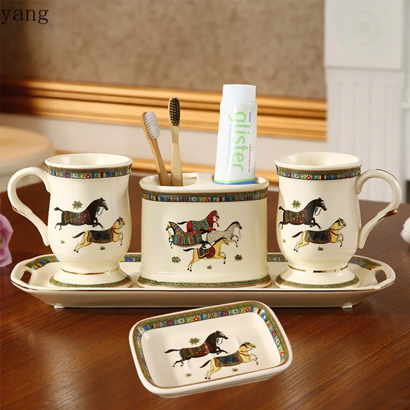CX ceramic household high-end tooth tank washing cup creative tooth storage box