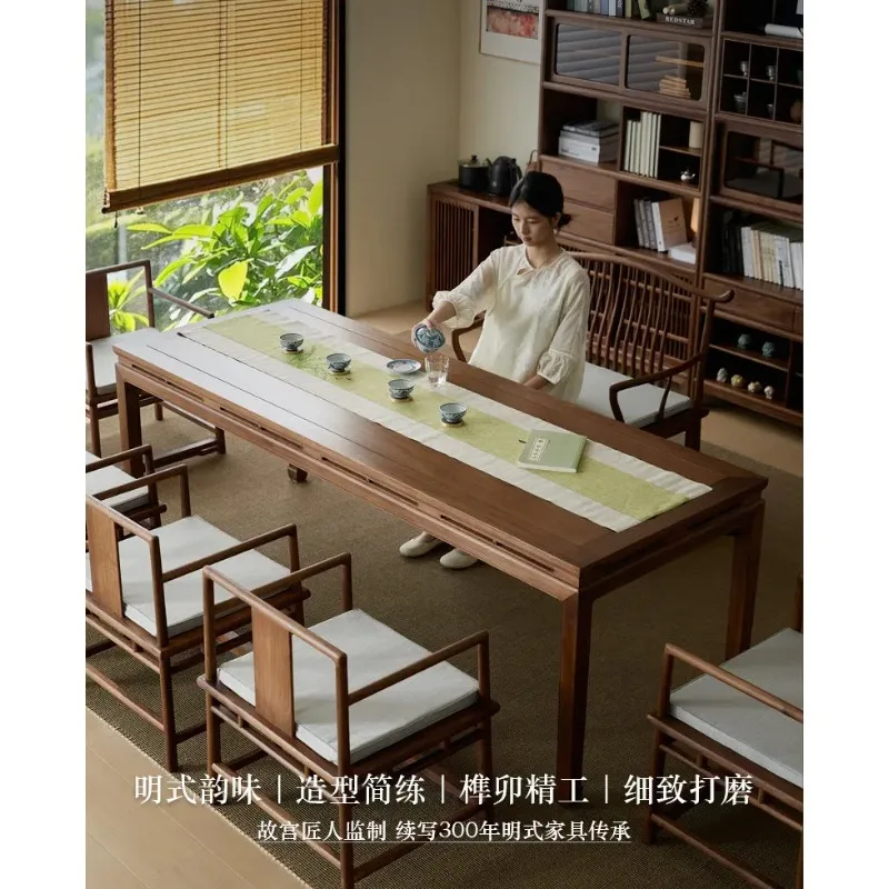 CZ-6 New Chinese Tea Table North American Black Walnut Solid Wood Home Office Reception Tea Table