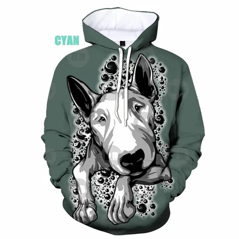 New Fashion Bull Terrier 3D Printed Men And Women Hoodies Clothing Casual Dog Bull Terrier Long Sleeve Streetwear Tops Hooded
