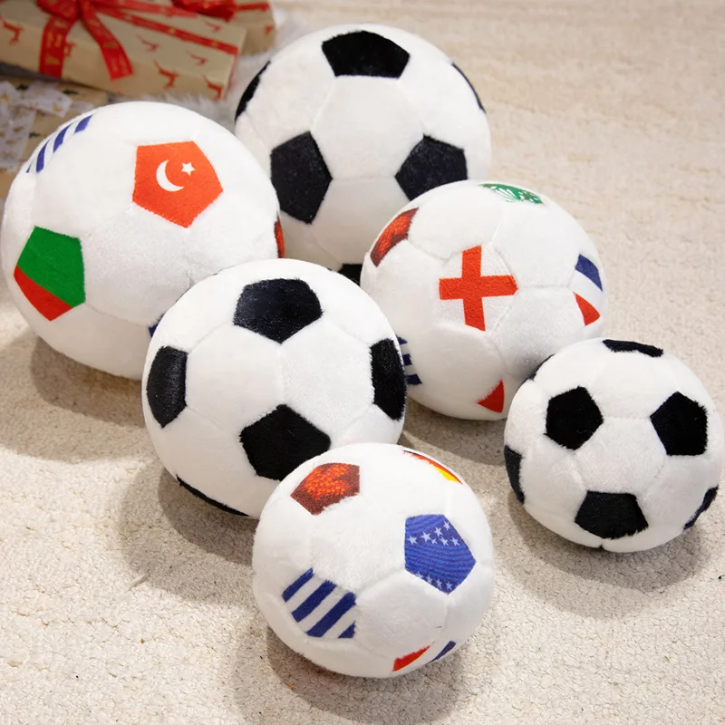 Soft Plush Football Plush Toy Cute Stuffed Soccer Ball Doll National Flag Classic Styles for Fans Adults Sports Gift Home Decor