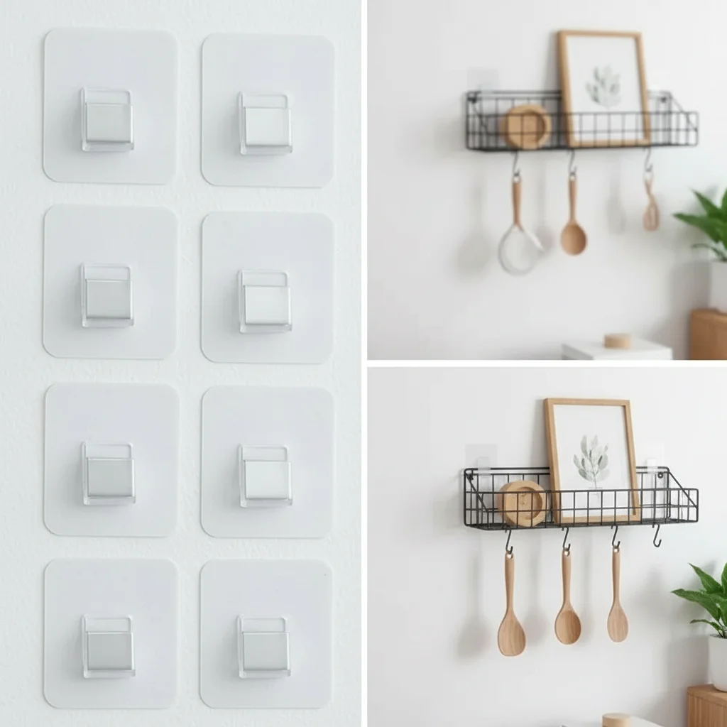 10 Stück transparente Wandhaken, stark, selbstklebend, für Küche und Badezimmer, robust