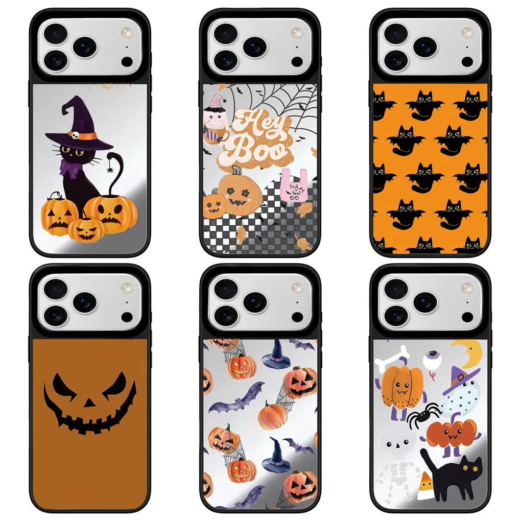 

Halloween Pumpkin Mirror Surface Magnetic Phone Case Cover for IPhone 12 13 14 15 16 17 Pro Max Case for IPhone 17 Air