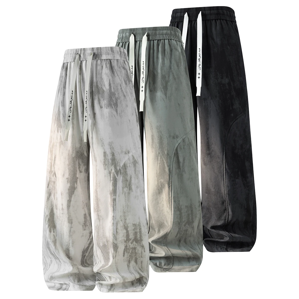 2026 Summer Men's Fashion Casual Oversized Tie-Dye Silk Pants