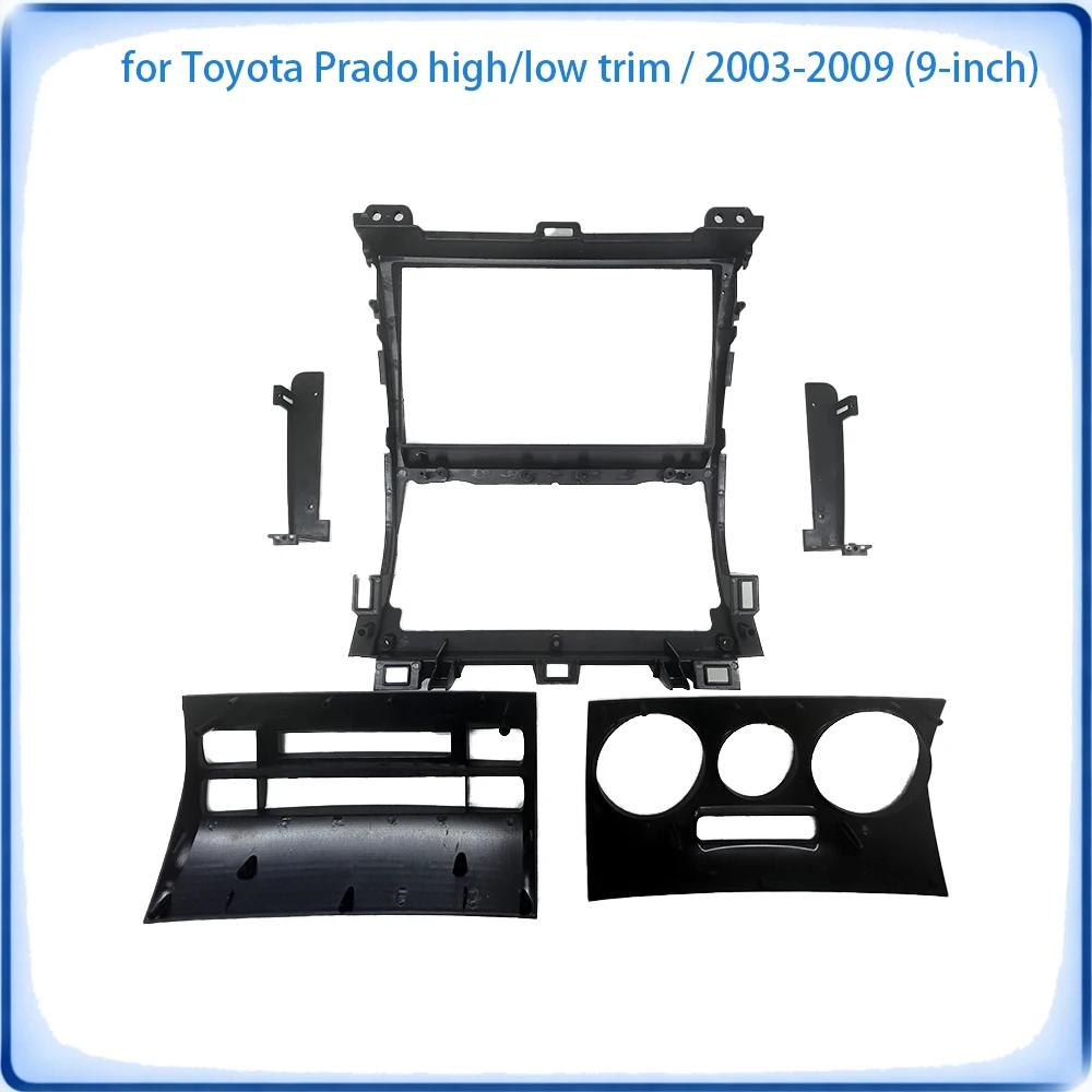 Car Radio Fascia Frame For Toyota Prado 2003-2009 9 inch Fits High/Low Trim Stereo Panel Wiring Harness Power Cable