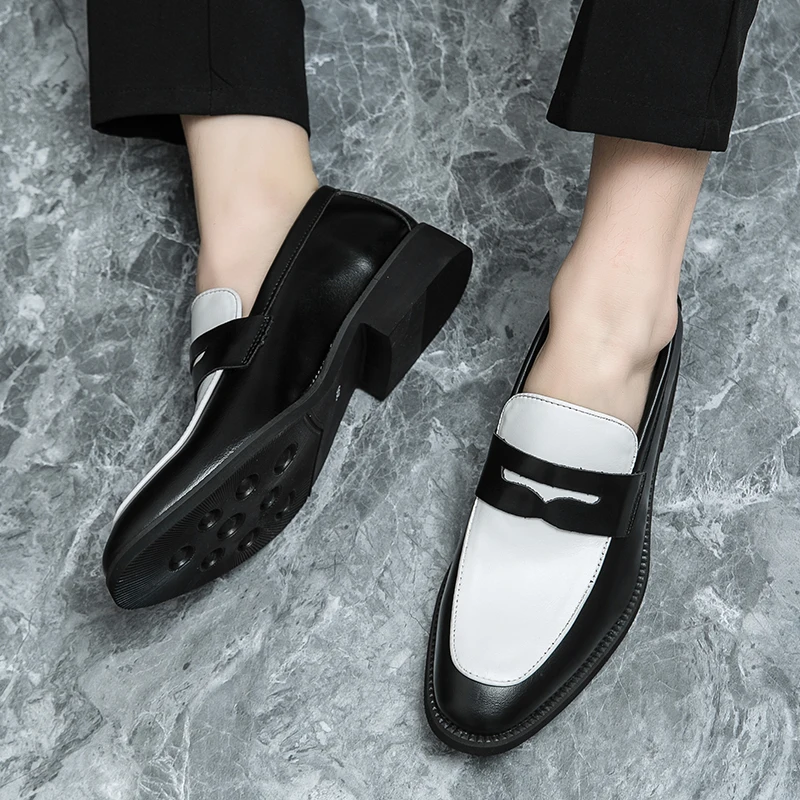 Business men's loafers Fashion splicing Black and White style Outdoor leisure party Daily office  Plus Size 38-46 Hot selling