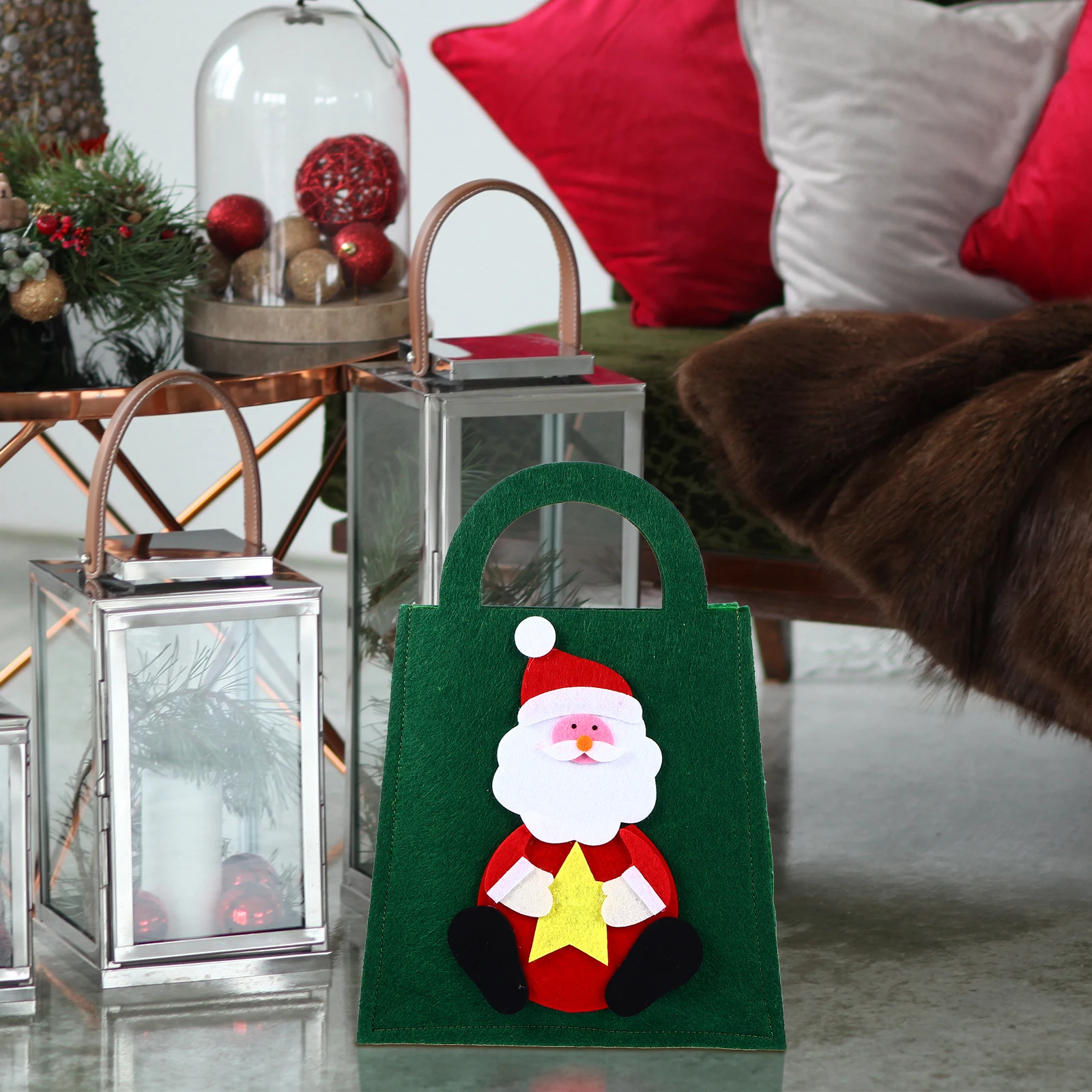 

2 pcs Bags Christmas Gift Bags Non woven Fabric Large Size Portable Christmas Gift Bag H les Reusable Santa Claus Print