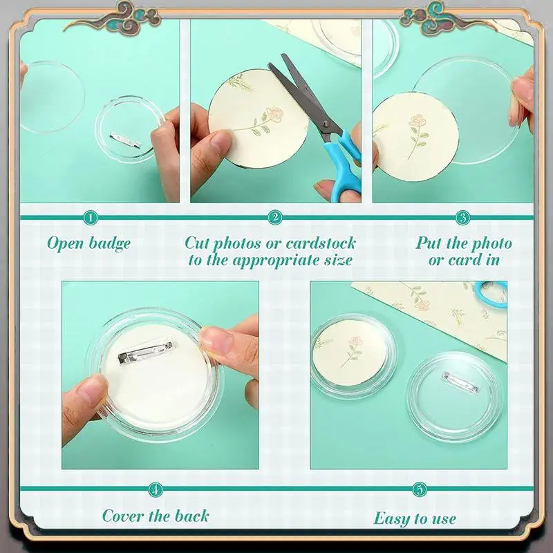 A46M-3 Inch DIY Button Pins Acrylic Button Pin Back Buttons For School Projects 25Pcs