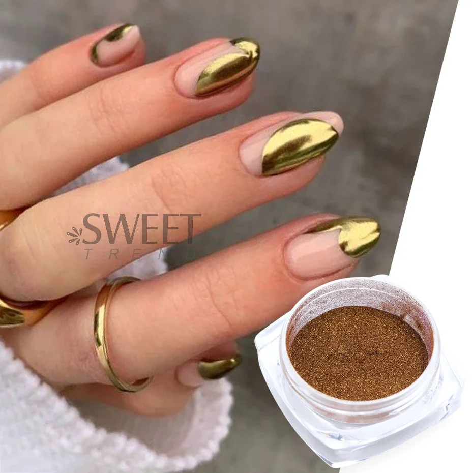 2pcs Magic Mirror Powder Gold Silver Chrome Nail Glitter Metallic Rubbing Dust Gel Polish Pigment Shinning Metal Manicure Decor image 2