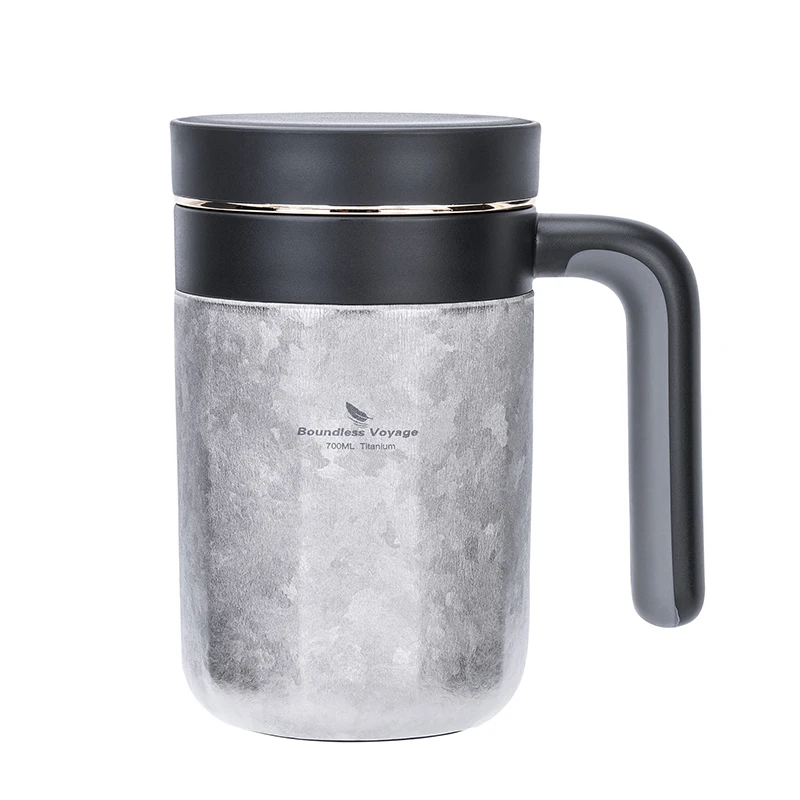 

Boundless Voyage 700ml Titanium Mug Office Stewed Tea Cup,Insulated Water Cup with Lid & Filter for Hot and Cold Beverages