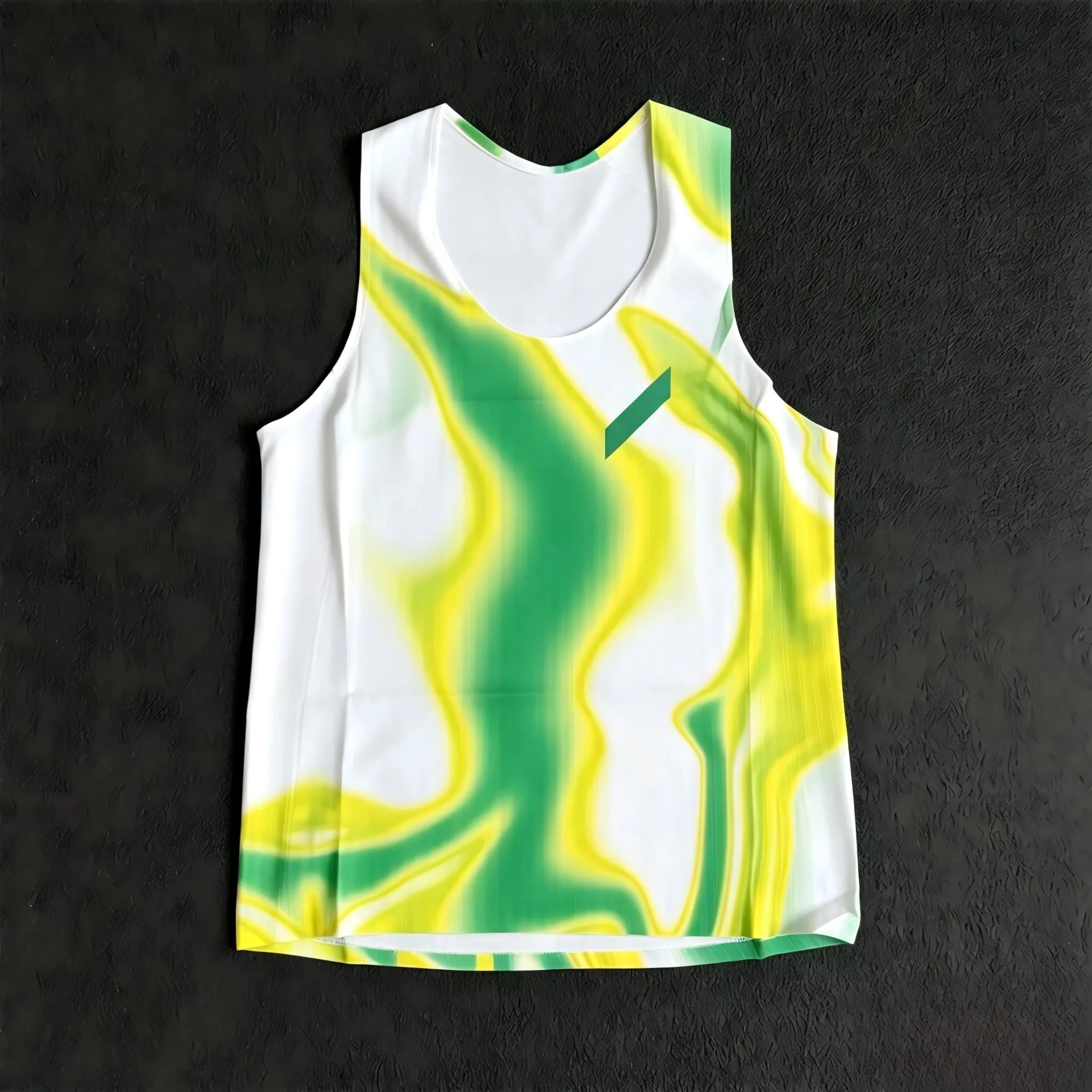 Men's Wave Stripe Running Tank Top, Breathable Mesh Athletic Sleeveless Shirt, Quick Dry Training Vest for Gym Fitness Marathon