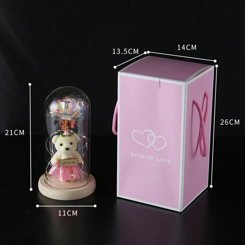 Galaxy Rose ของขวัญที่ไม่ซ้ำกันสำหรับผู้หญิงอินฟินิตี้กุหลาบในโดมแก้วพร้อมสายไฟ LED บนกุหลาบคริสตัล