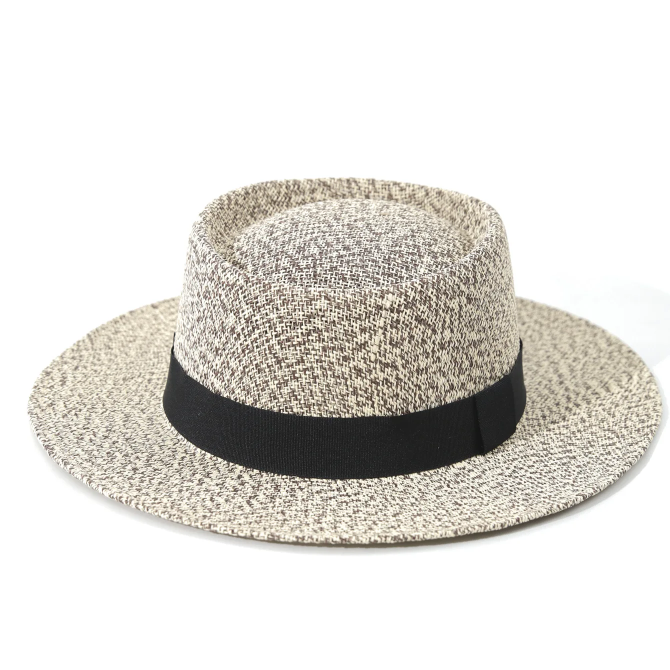 Sombrero de playa de paja transpirable de verano con malla de lino y hebilla de cinturón, Chapéu de palha de praia